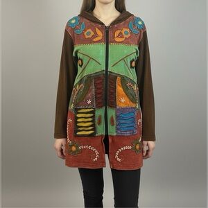 Vintage Made In Nepal 100% Cotton Patchwork Zip Up  Small